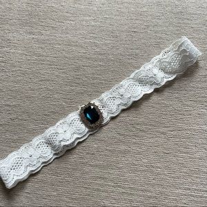 Lace and blue diamond garter belt